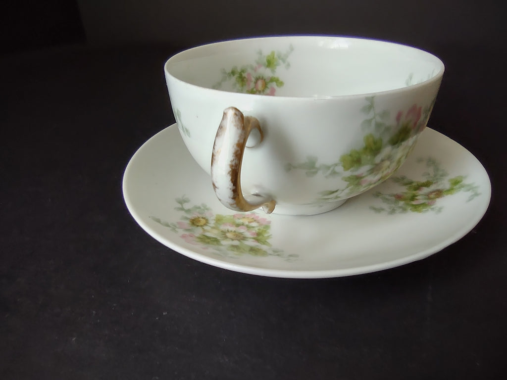 Haviland Limoges GDA Tea Cup & Saucer Pink Daisy Daisies (lot 878)