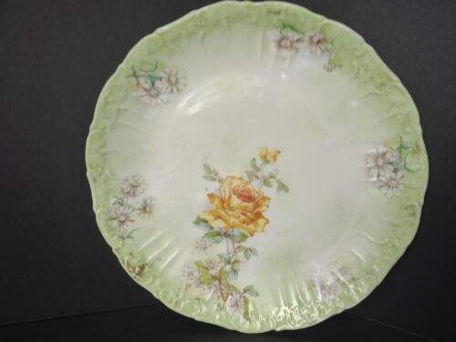lot 760 4 x Dessert Plate Green Yellow Rose Daisy Raised Edge