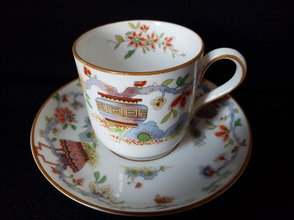 Vintage Royal Worcester Higgins Seiter Butterfly Demitasse Cup Saucer (lot 2124)
