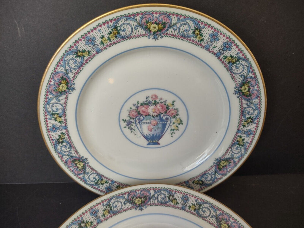Set of 4 Limoges France Dessert Salad Blue Floral Plate 7-3/4" (lot 439)