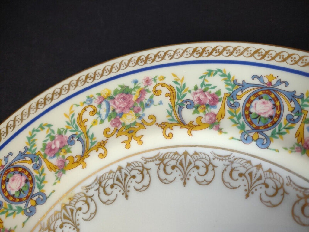 Ahrenfeldt Limoges Gold Trim Ornate Design Blue Dinner Plate 10-7/8" (lot 641)