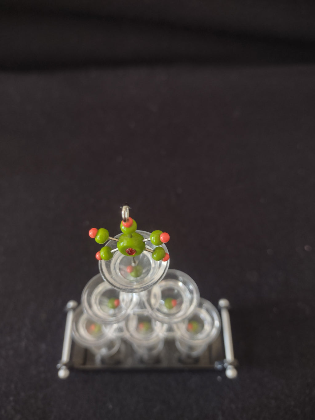 Vintage Christmas Ornament Hallmark Martini Glasses Tray Olive Star (Lot 4179)