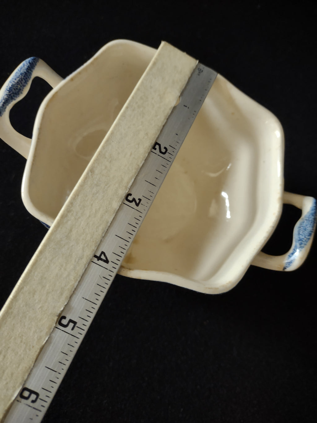 Vintage Blue White English Castle Ironstone IMPERFECT Sugar Bowl (lot 5821)