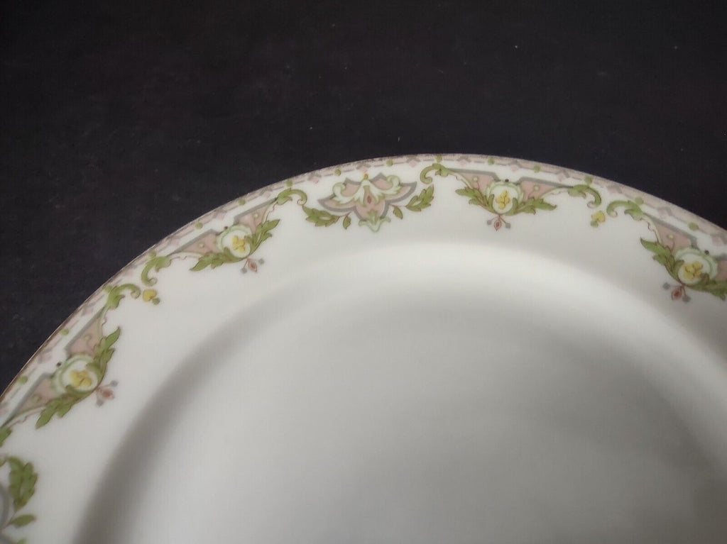 JP (Jean Pouyat) France Dessert Plate Pink Green Yellow (lot 623)