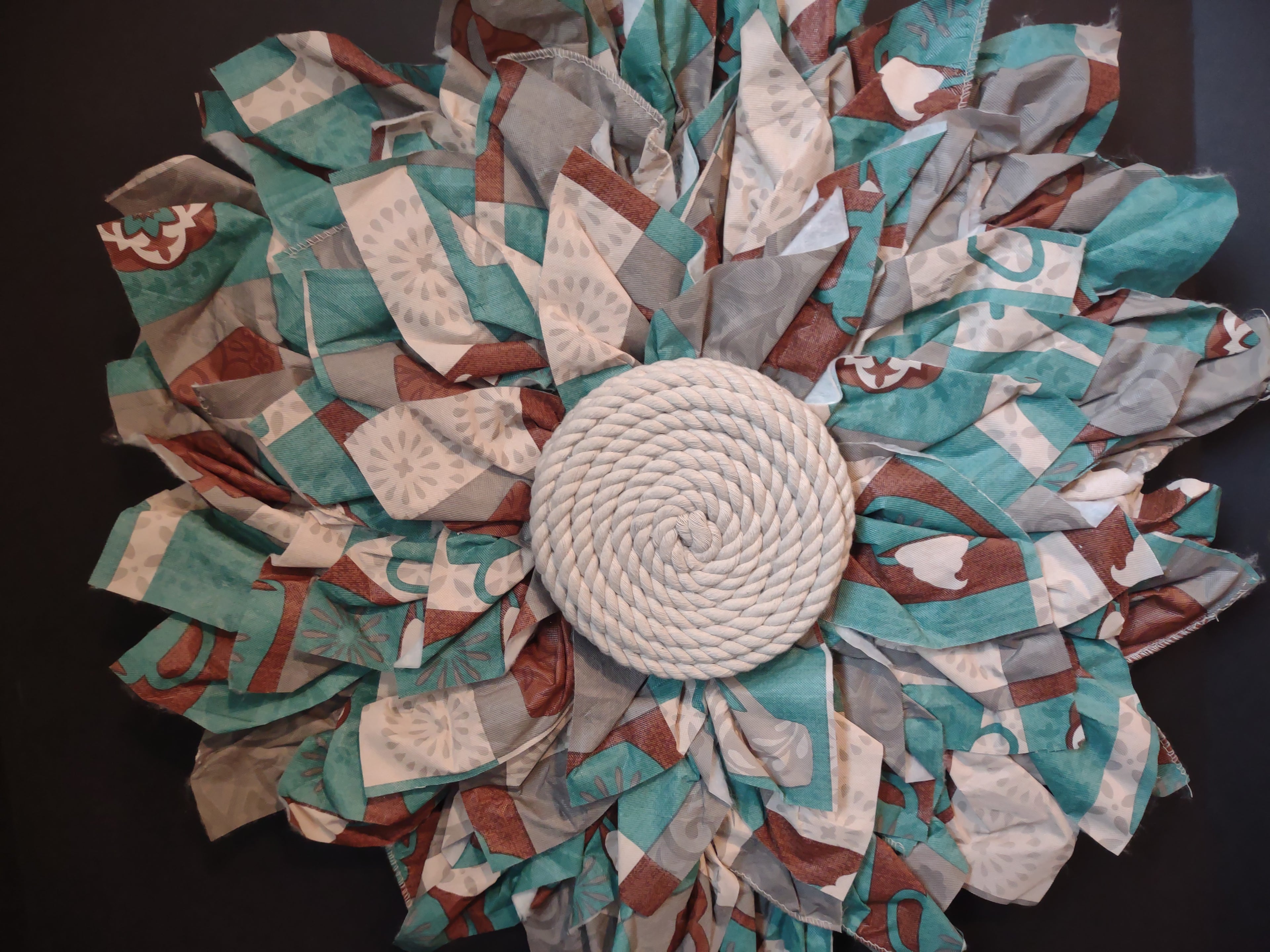 Front Door Wreath Spring Turquoise Brown Decor (lot 1366)