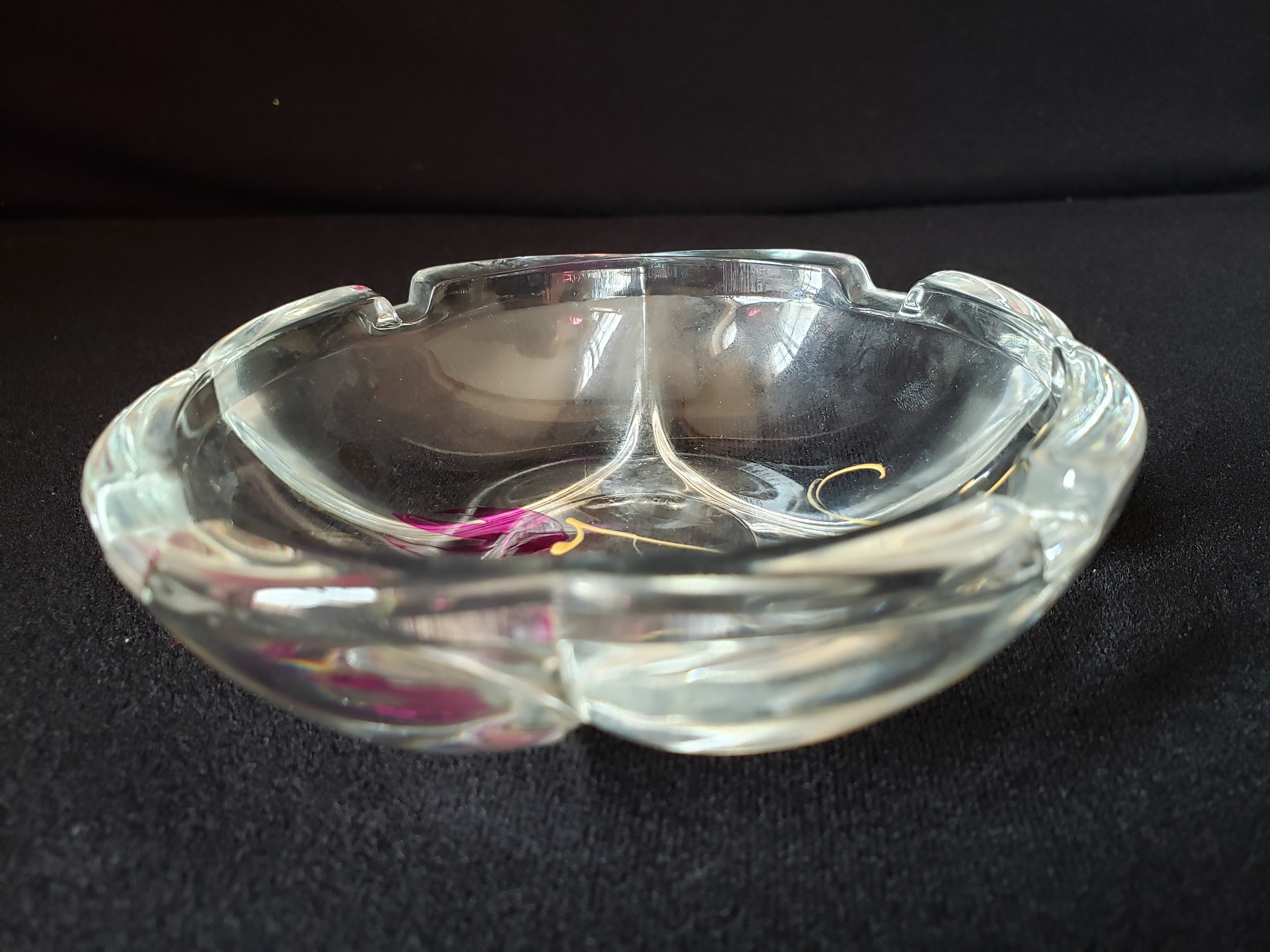 Vintage Fidenza Glass Ashtray Tulip Flower 4" (2151)
