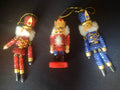 Christmas Soldier Nutcracker Village Ornaments Handcrafted Blue Red (lot 1598)