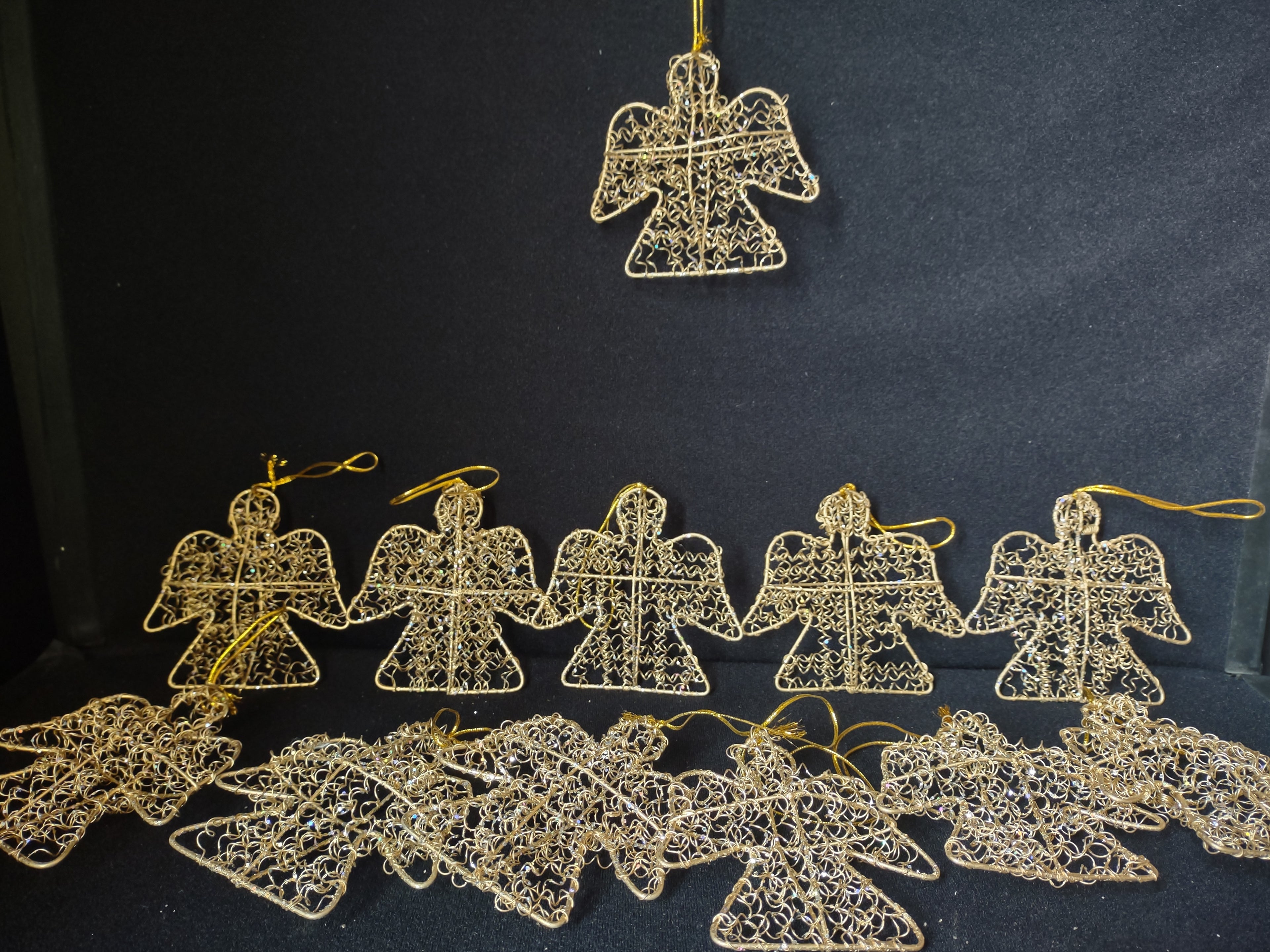 Lot of 12 Christmas 4" Angel Ornaments Golden Color (lot 1586)