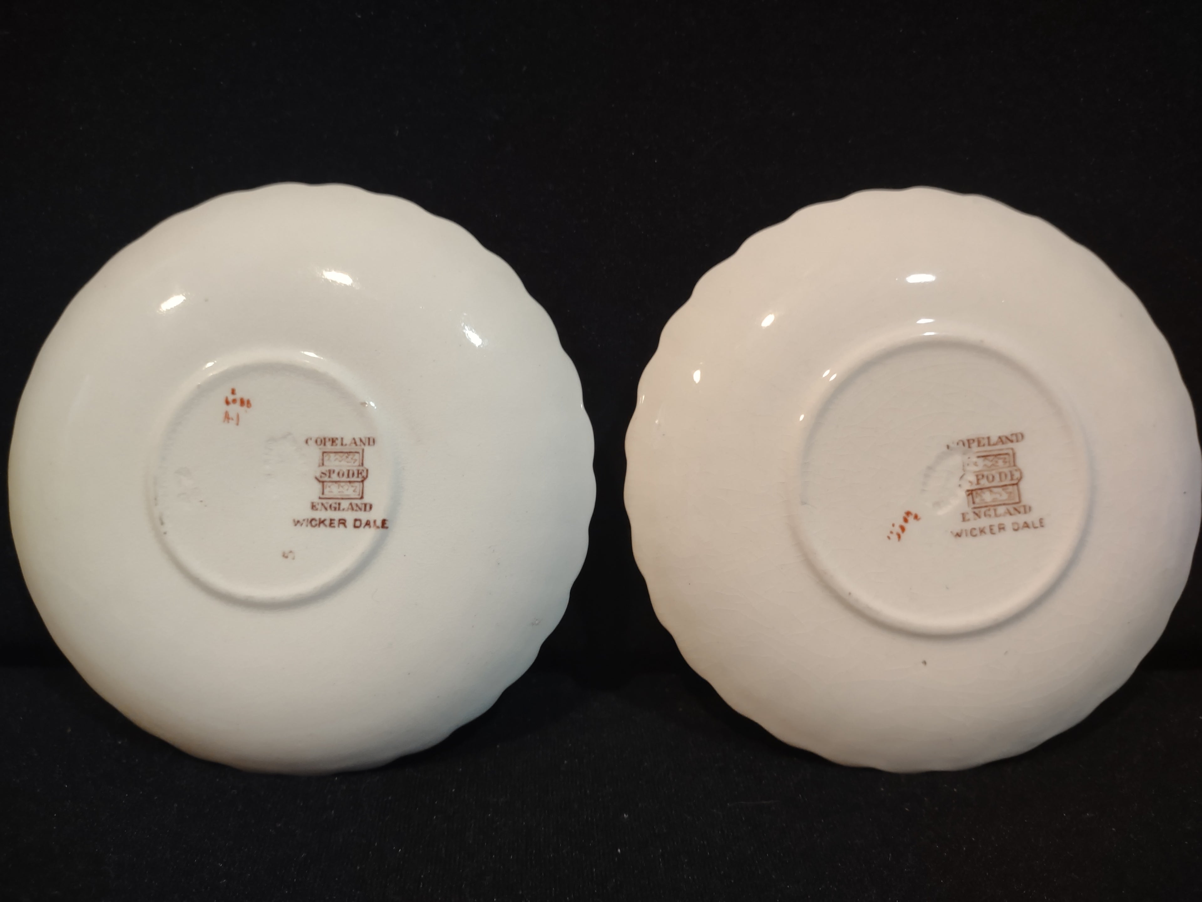 Vintage Spode Wicker Dale Demitasse Saucer x 2 Countryside Ironstone (lot 5754)