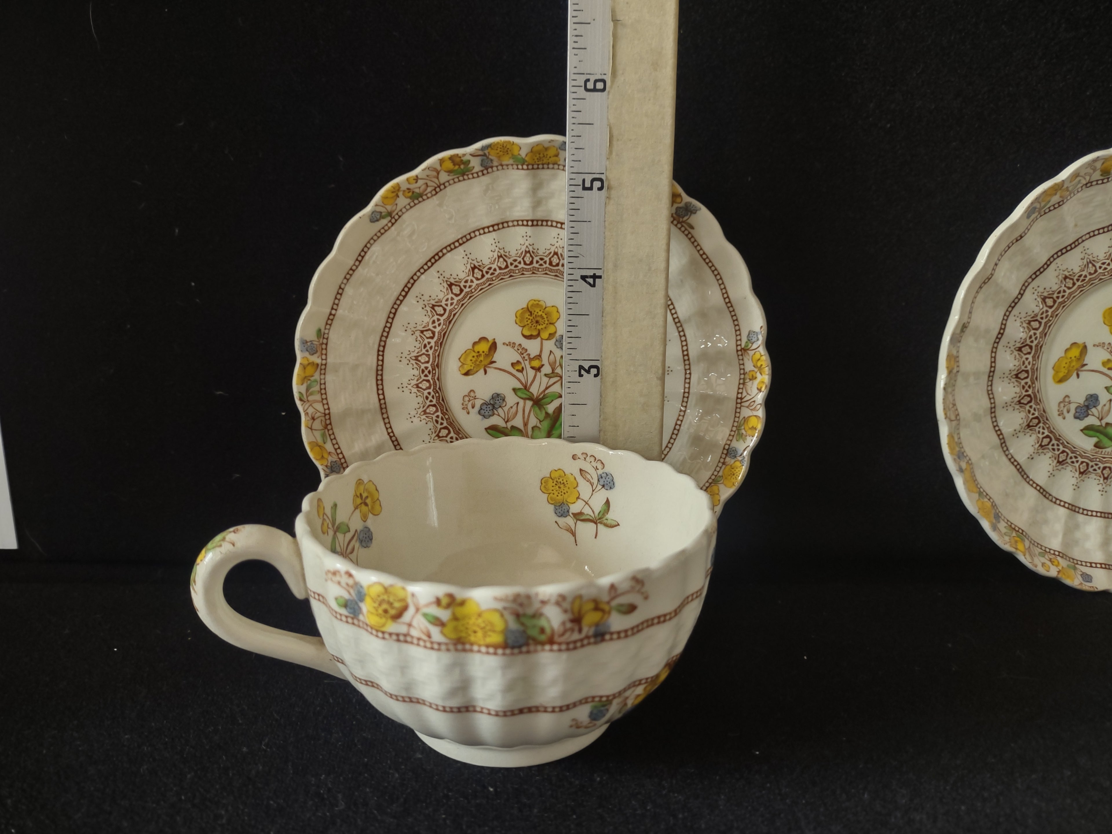 Vintage Spode Buttercup Teacup Saucer x 4 English Countryside Ironstone lot 5746