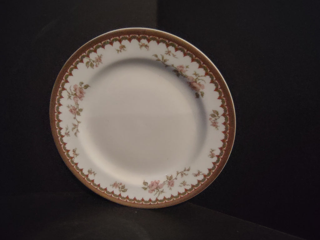 Haviland Limoges French Chic Rose Maroon Green Bread/Butter Plate (lot 1090)