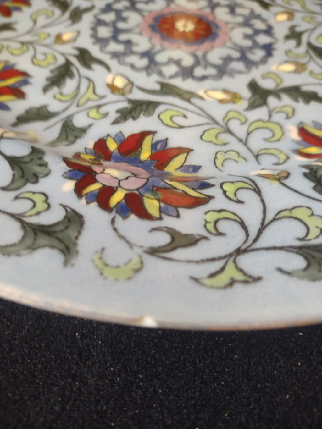 Vintage Light Blue Oriental 10" Plate Made In Macau Small CHIP (Lot 3403)
