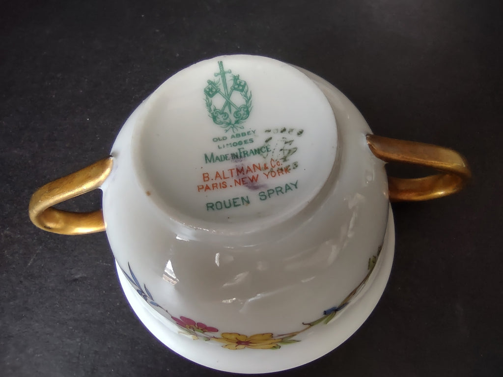 B. Altman Limoges Old Abbey Rouen Spray Pheasant 4 x Bouillon Cup ONLY (lot 815)