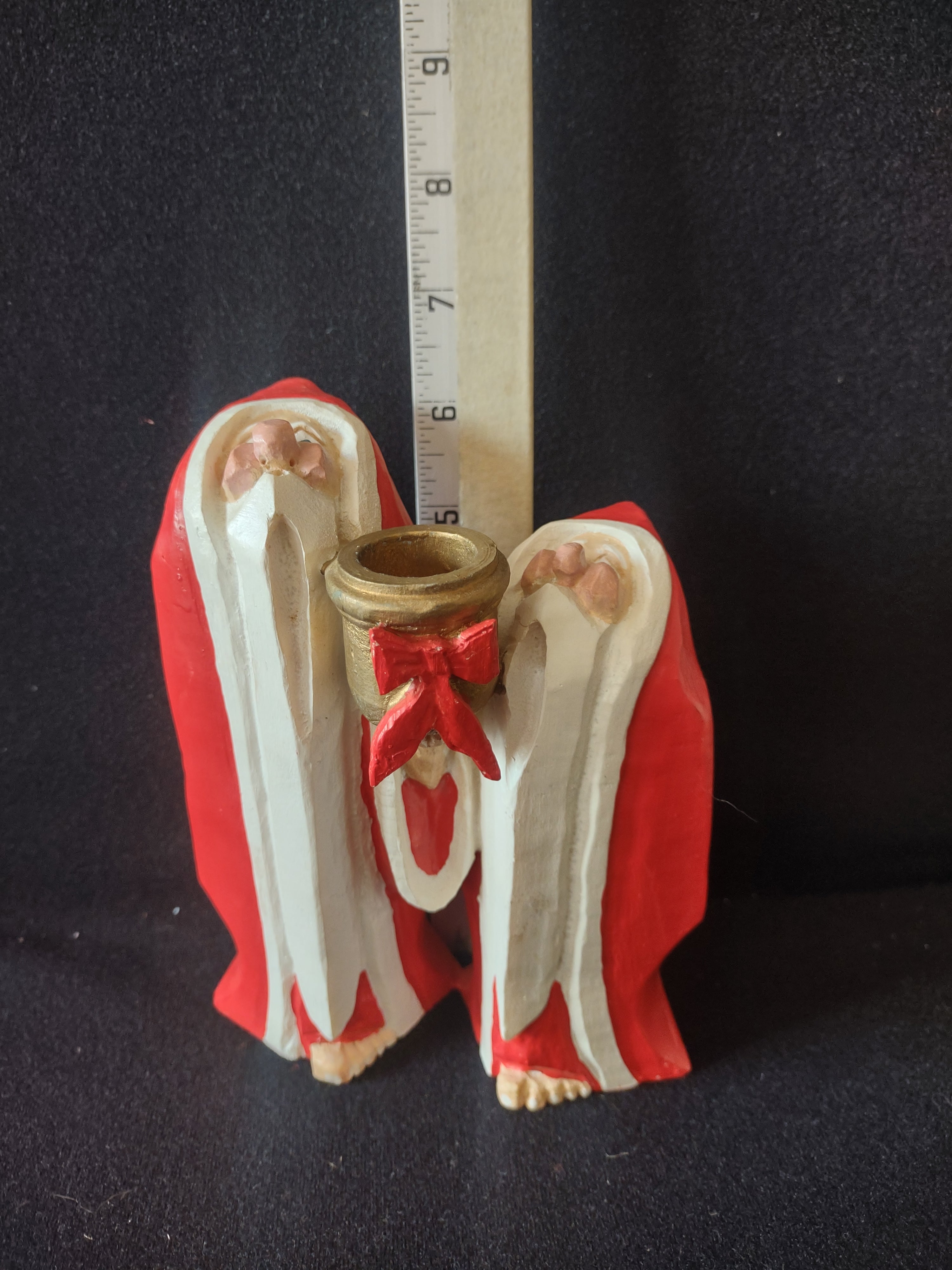 Vintage Christmas Department 56 Two Barefoot Santas Taper Candle Holder (Lot4551