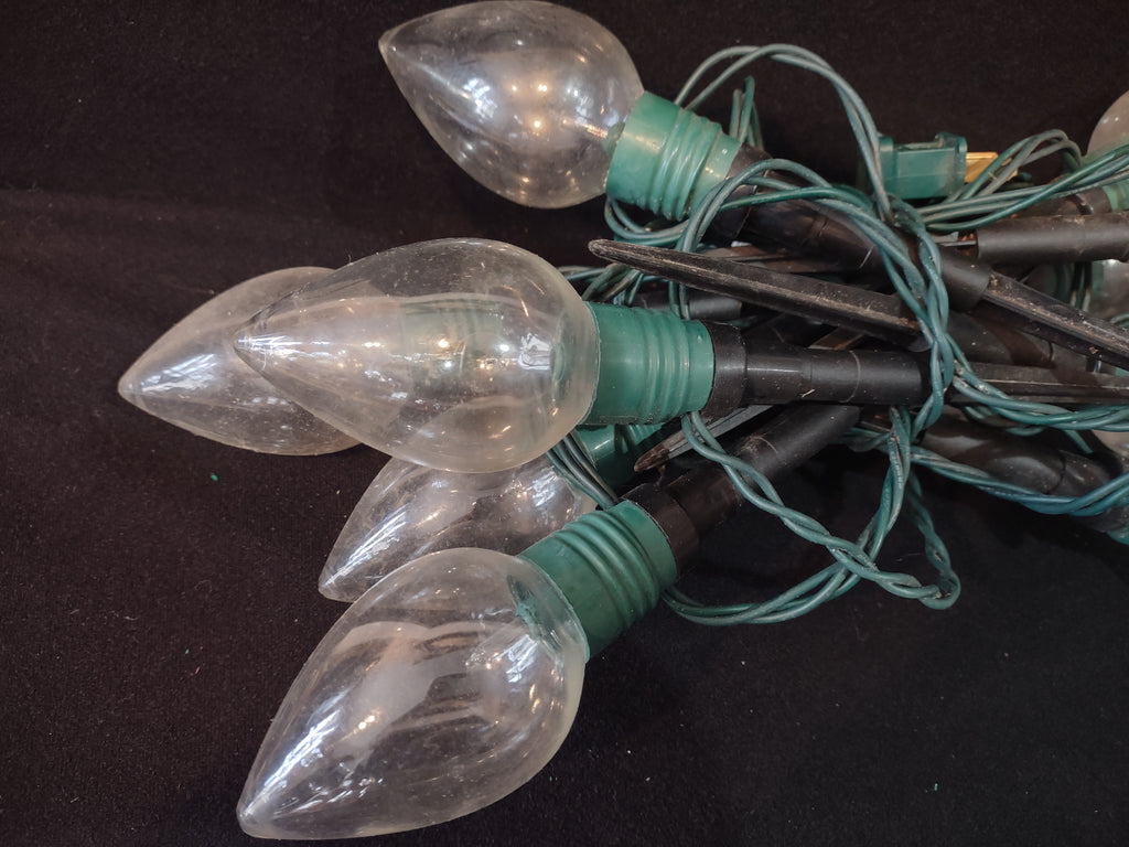 Christmas Pathway String Stake Lights 7 Ft 10 Lights Large Clear Bulb (lot 3286
