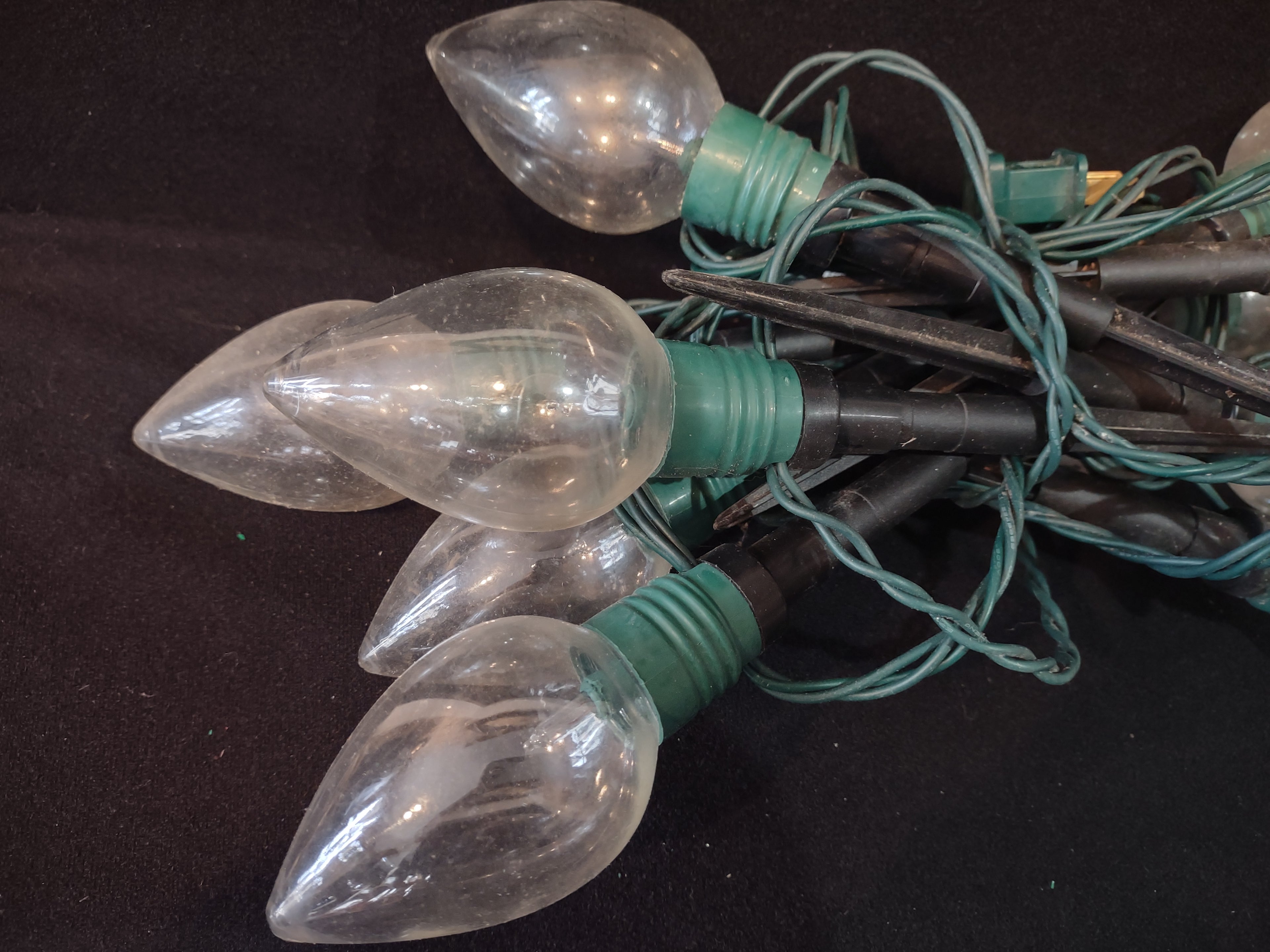 Christmas Pathway String Stake Lights 7 Ft 10 Lights Large Clear Bulb (lot 3286
