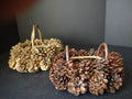 Vintage Christmas Golden Primitive Rustic Pinecone Basket x 2 (lot 1183)