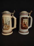 Set 2 Tankard Mug Stein Building of America Blacksmith Shipbuilder (lot 2538j)