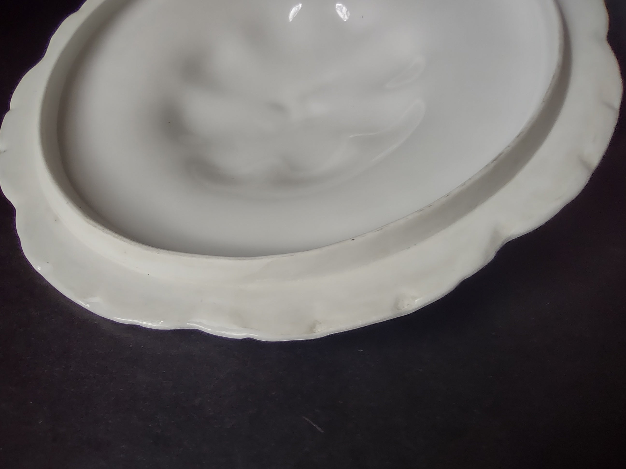 Haviland France Limoges Round LID ONLY for Serving Bowl Plain White (lot 1022)
