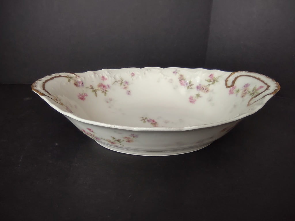 Haviland Limoges Serving Vegetable Bowl Pink Purple Yellow Rose (lot 849)