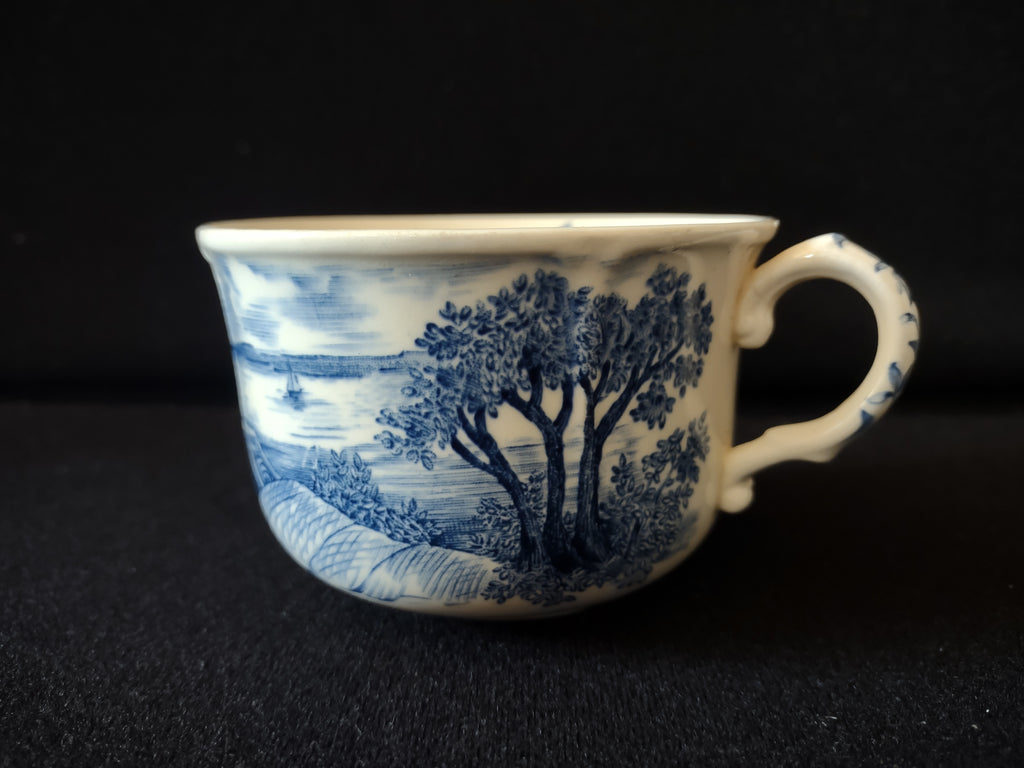 Vintage Staffordshire England Teacup Ironstone Blue Landscape (Lot 5637)