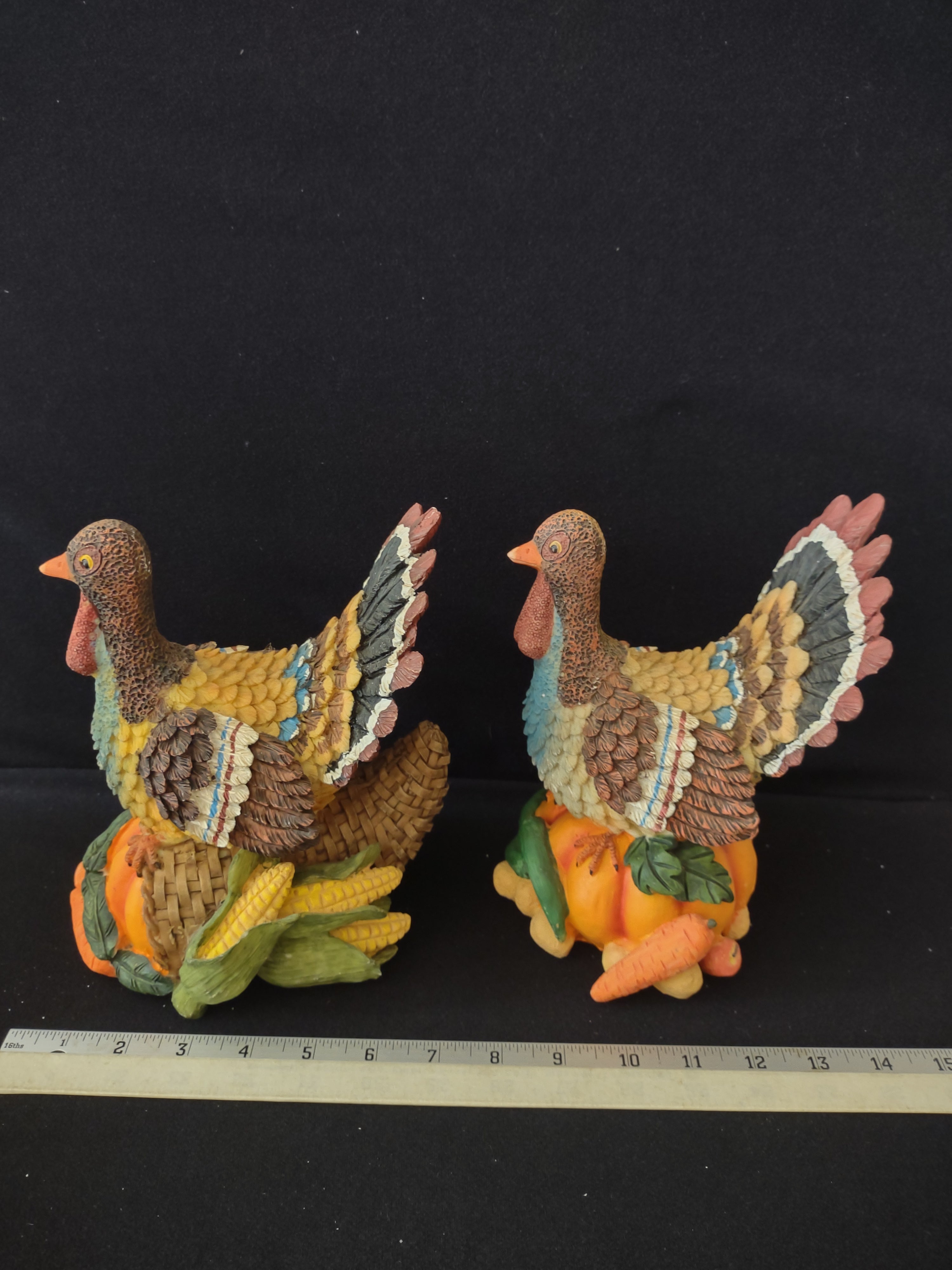 Thanksgiving Fall Polyresin Holiday Turkey X 2 (Lot 3131)