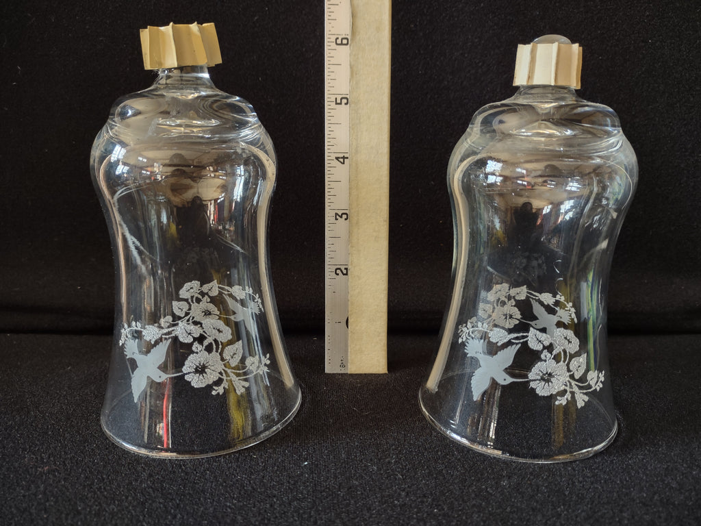 Vintage Homco Hummingbird Etched PEG Clear Sconce Votive Holder x 2 (lot 5398)