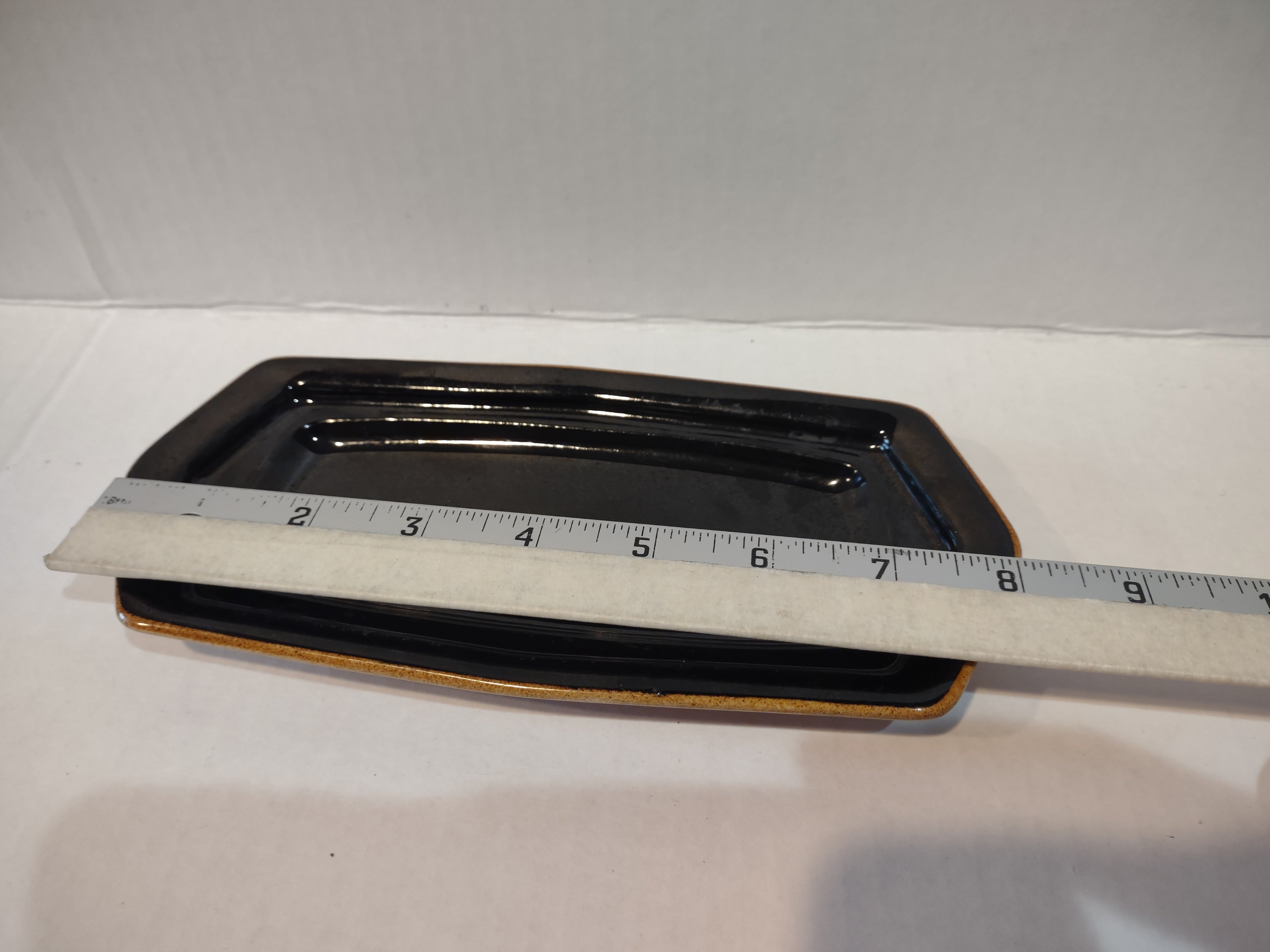 Vintage MCM Ironstone USA Amber Octagon Bottom for Butter Dish ONLY (lot 5015)