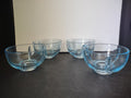 Set of 4 Blue Glass Sea Food Serving Bowl (lot 2716)