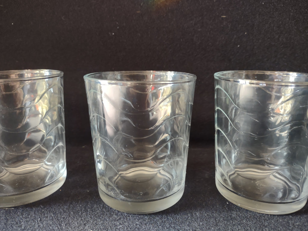 Vintage MCM Waves Drinking Tumbler x 5 Clear Glass (lot 5172)