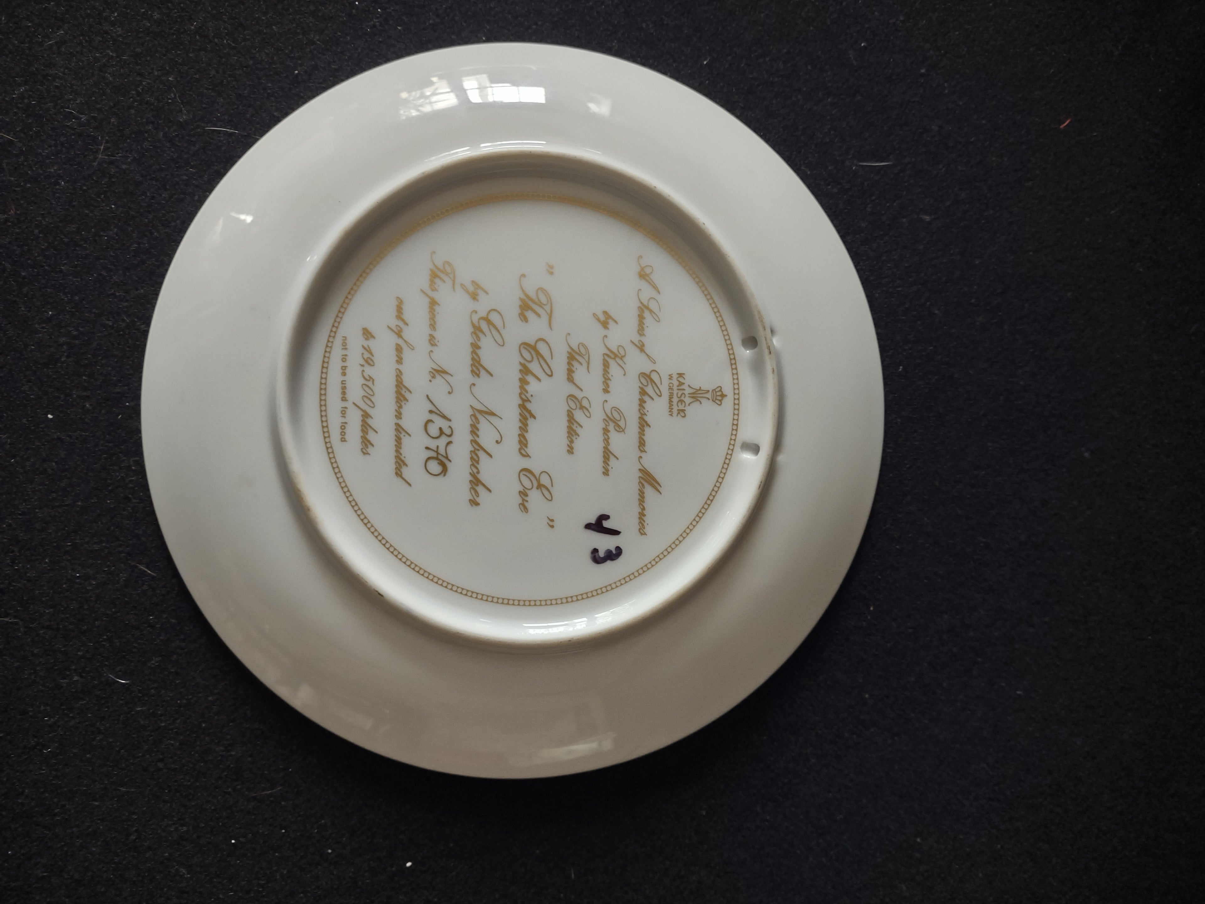 Vintage Kaiser Porcelain Plate Series of Memories The Christmas Eve (Lot 4823)