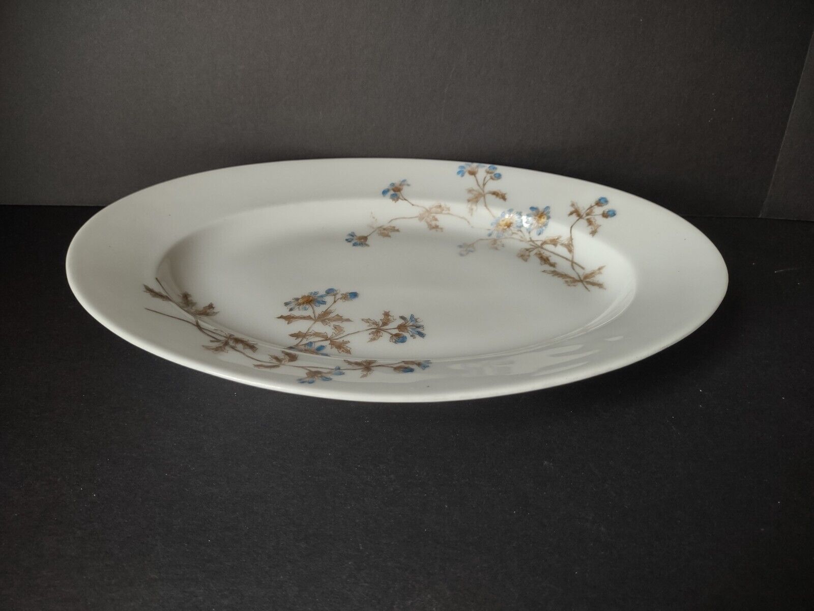 Haviland Limoges CFH/GDM Turkey Serving Platter 14-1/4" Blue Flower (lot 344)