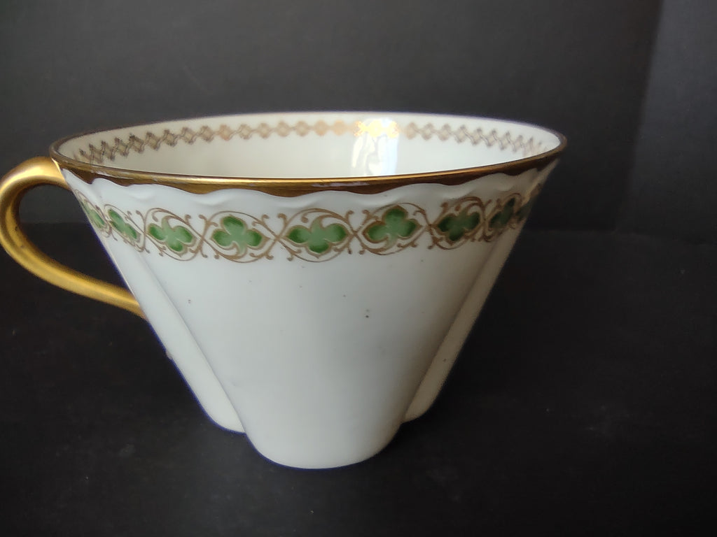 Haviland France Limoges Shamrock Cup ONLY White Green Gold (lot 1111)