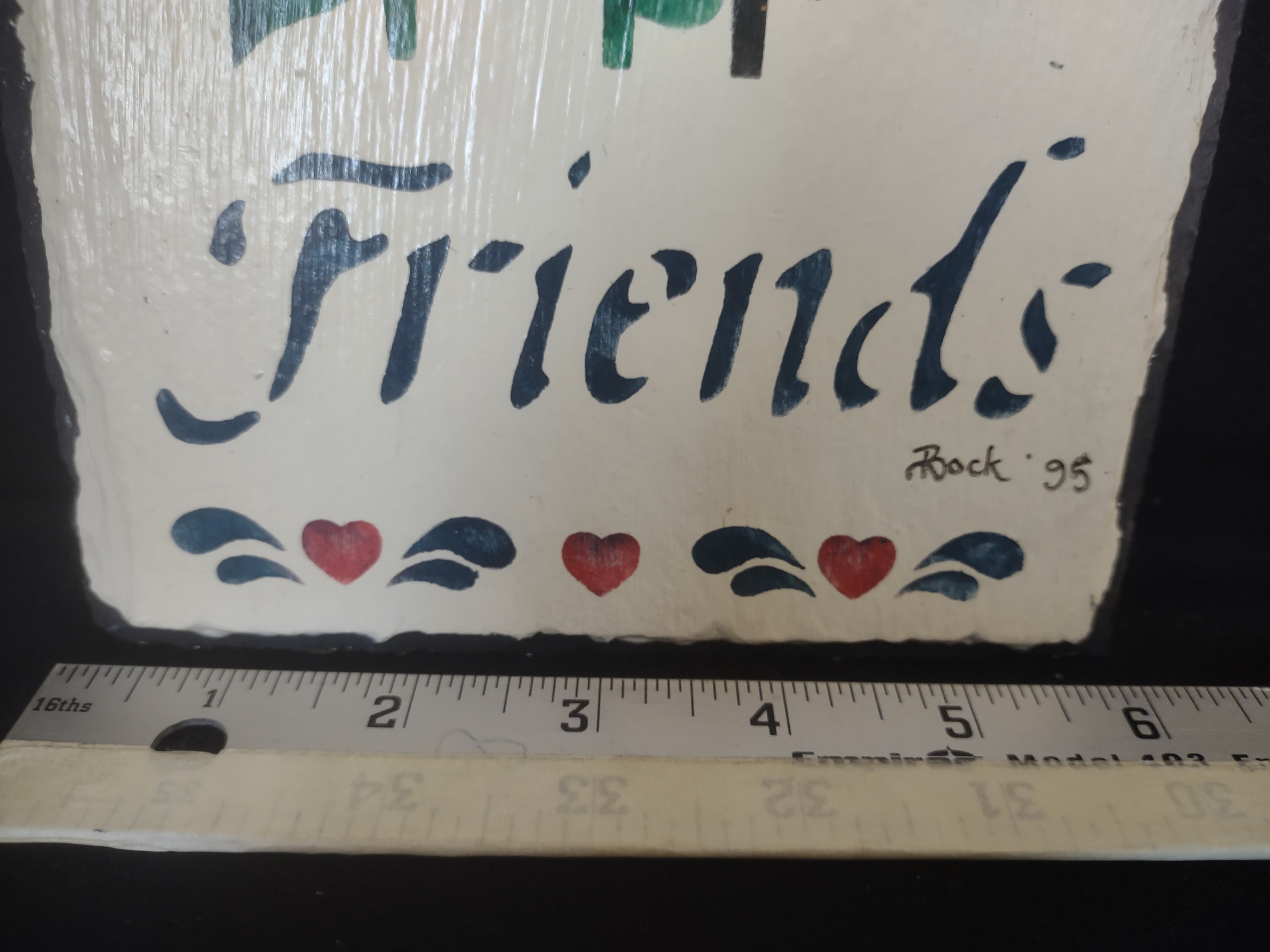 Vintage Slate Stone Painted Welcome Friends Sign 12" x 6" (lot 2683c)