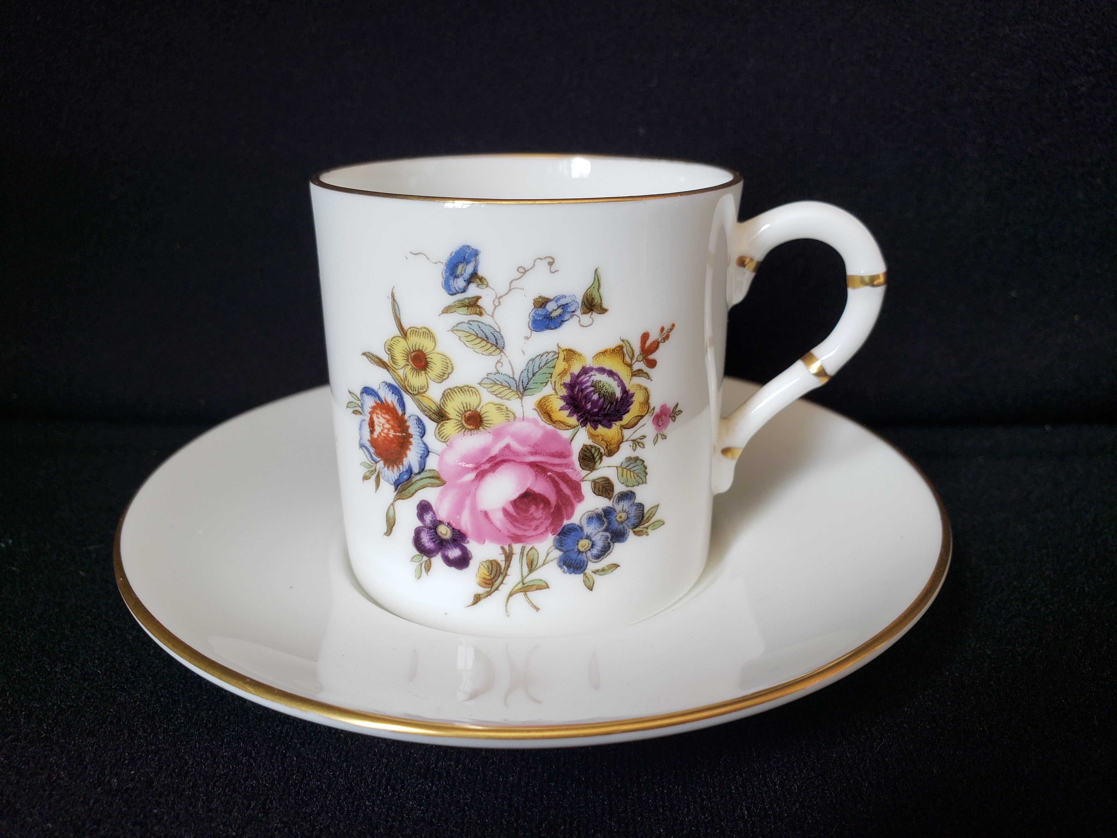 Vintage Royal Worcester Demitasse Cup with Saucer Roses (lot 2068)
