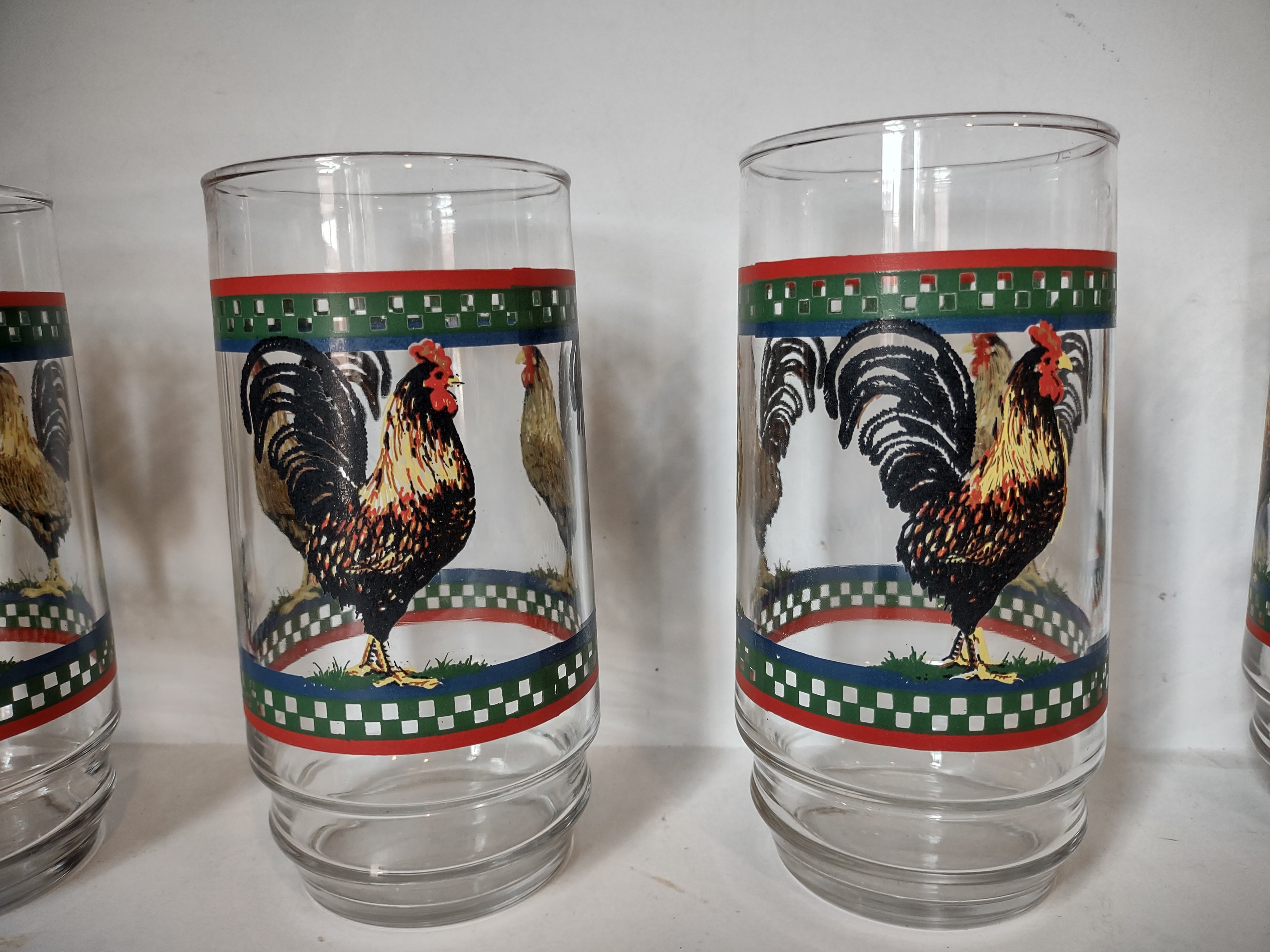 International Tableworks Glass Tumbler Ella's Rooster x 4 Cottage Farm (lot 2900
