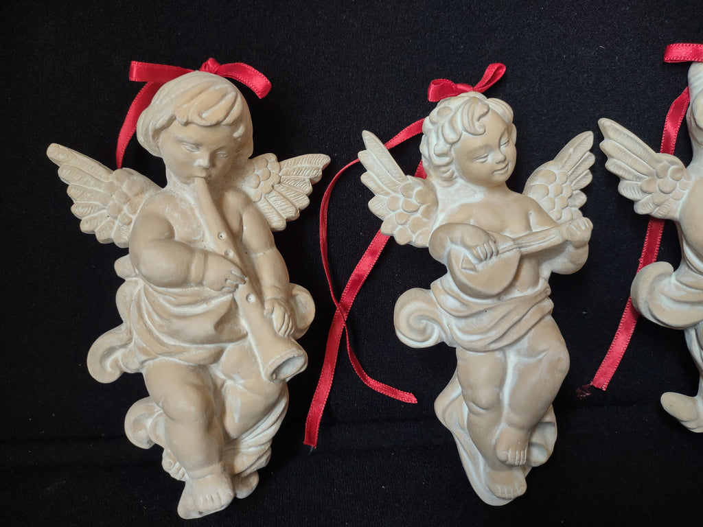 Set of 3 Terracotta Angel Cherub Christmas Tree Ornament (lot 1647)