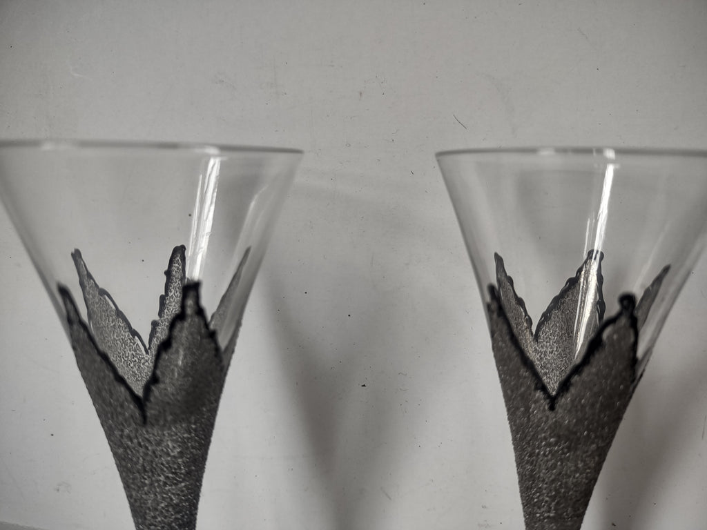 Set of 2 SMALL Martini Glass Vintage MCM 4" (lot 2746)
