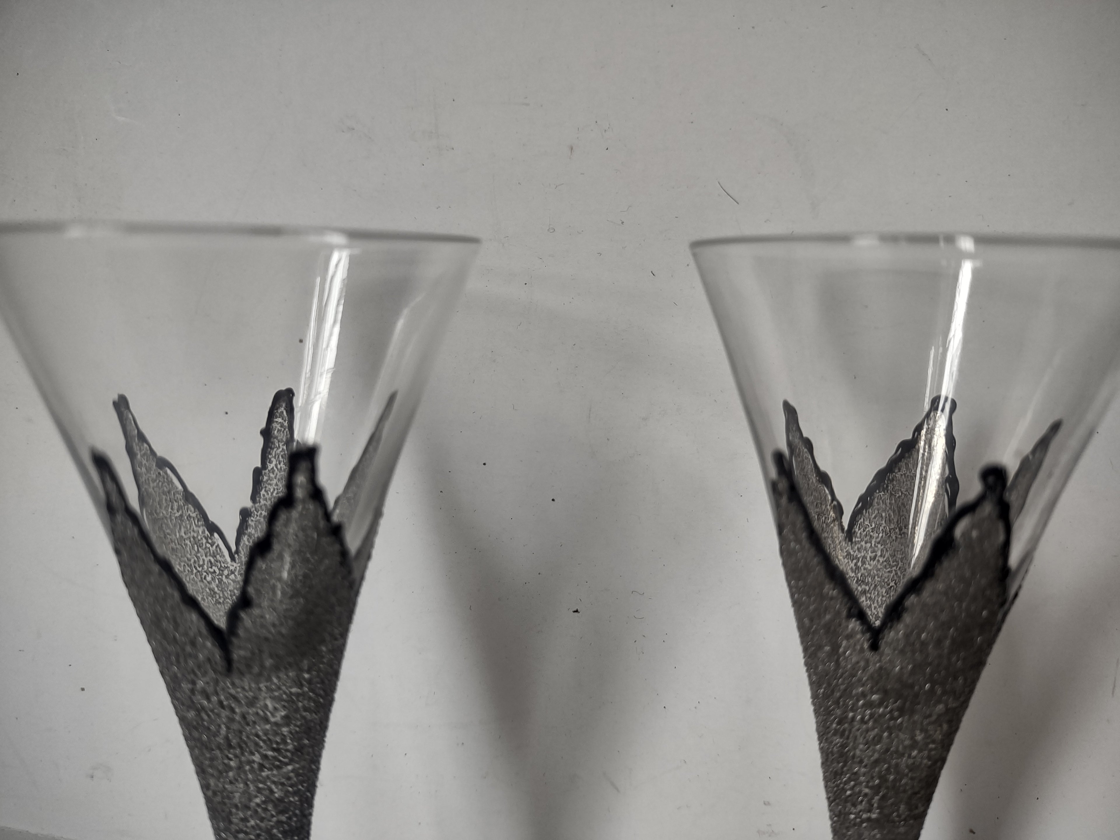Set of 2 SMALL Martini Glass Vintage MCM 4" (lot 2746)