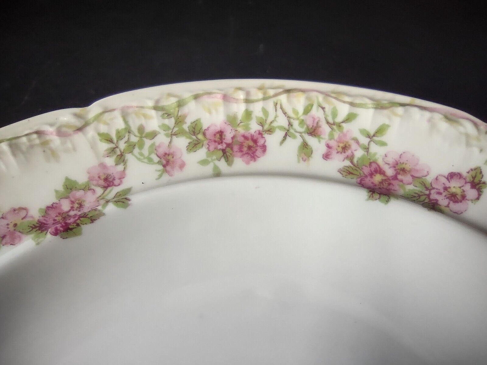 GDA Limoges Butter Dish NO LID Apple Blossom Garland Swag Ribbon (lot 749)