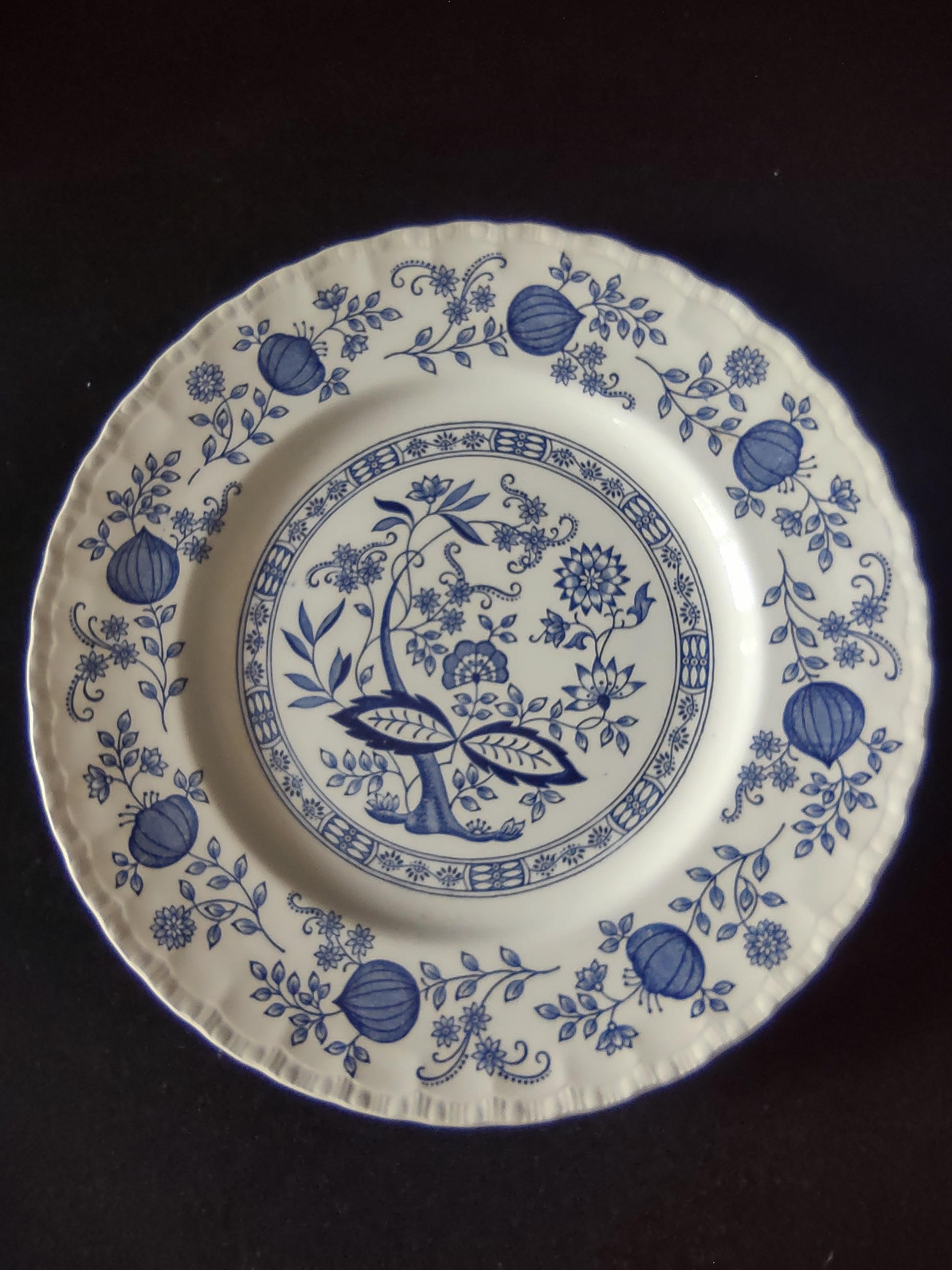Vintage Enouch Blue Heritage 10" Dinner Plate Ironstone England Set Of 2 (5974)