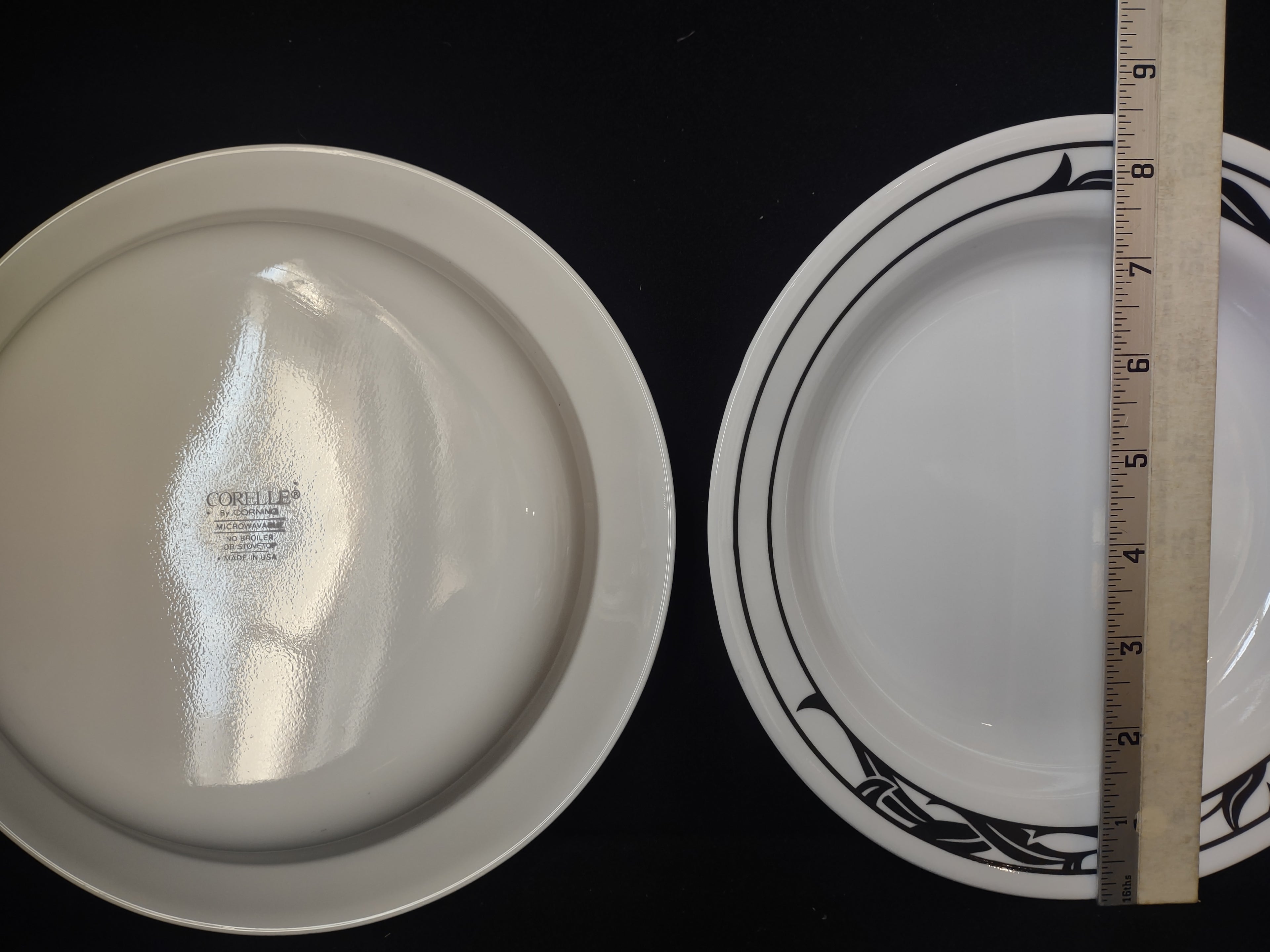 Corelle x 2 LYRICS Bowl Flat Rim Pasta Soup Black Tulip Floral Spray (lot 2791c)