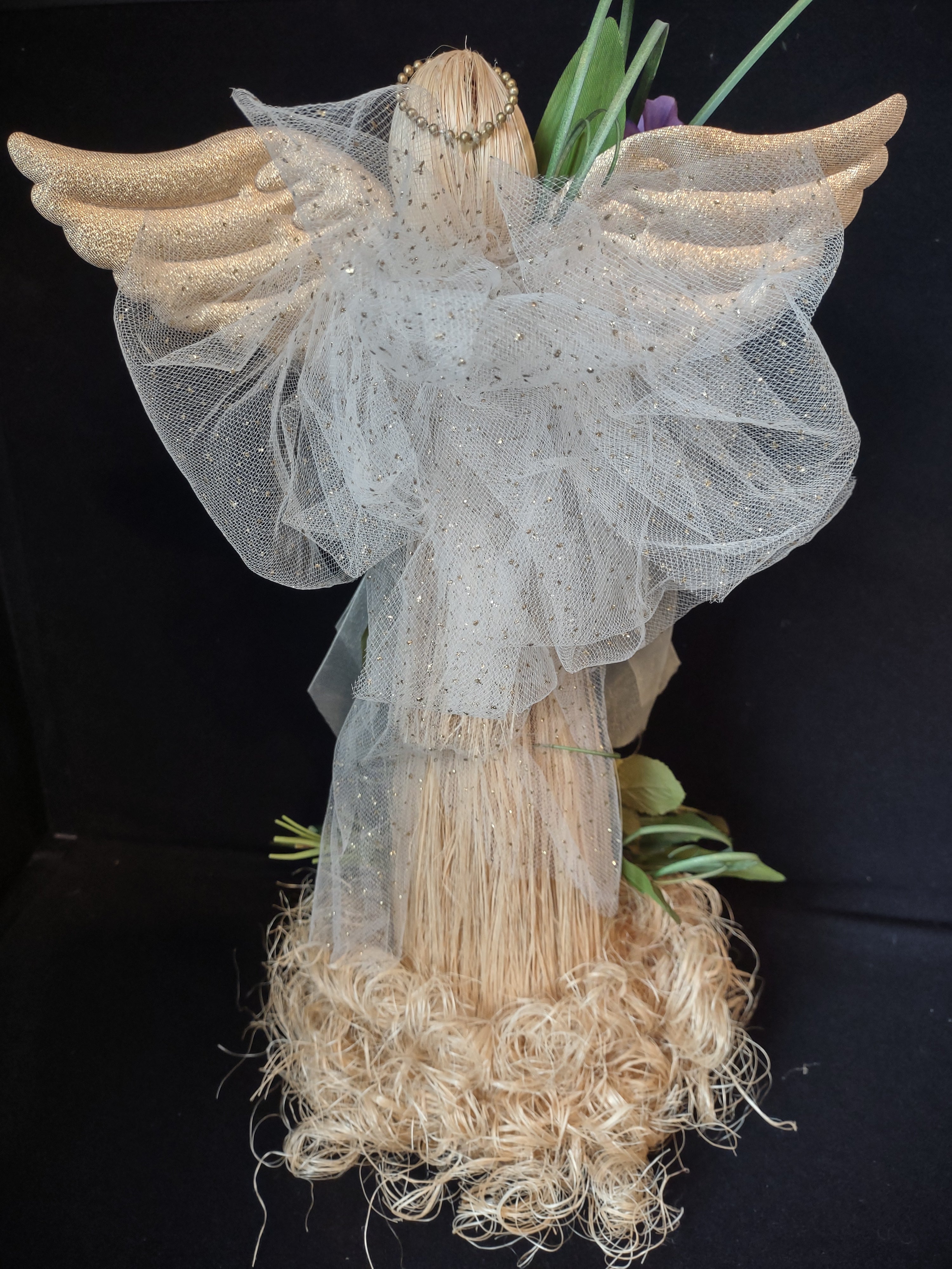 Straw Angel Spring Flowers Decoration (lot 2755c)