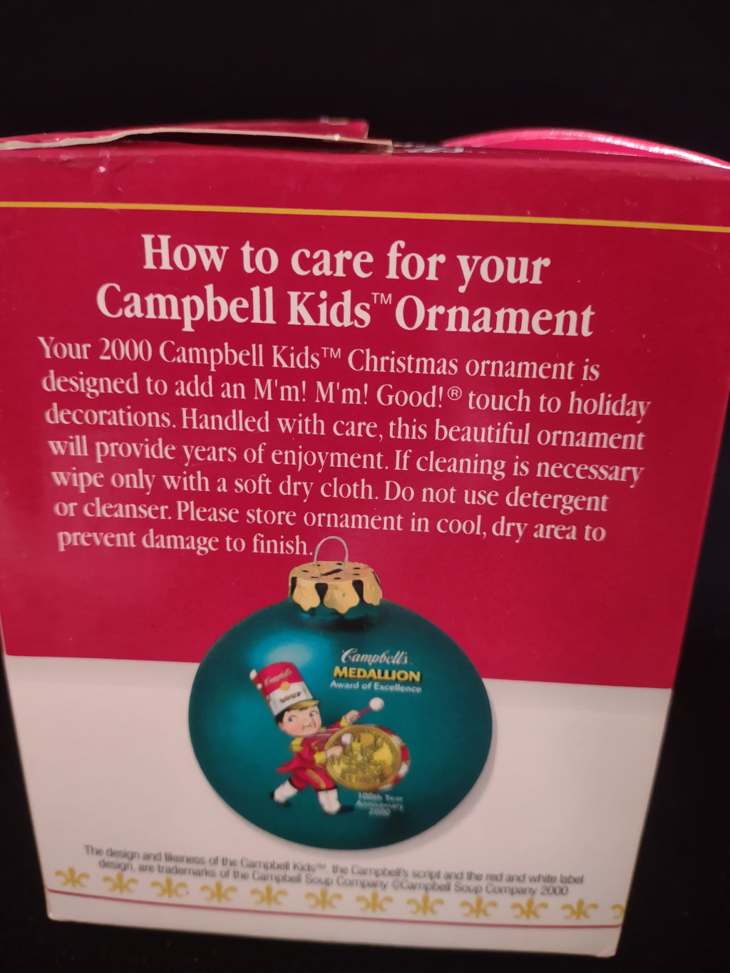 Vintage Christmas 2000 Campbells 100th Anniversary Soup Kid Ornament (Lot 4671)