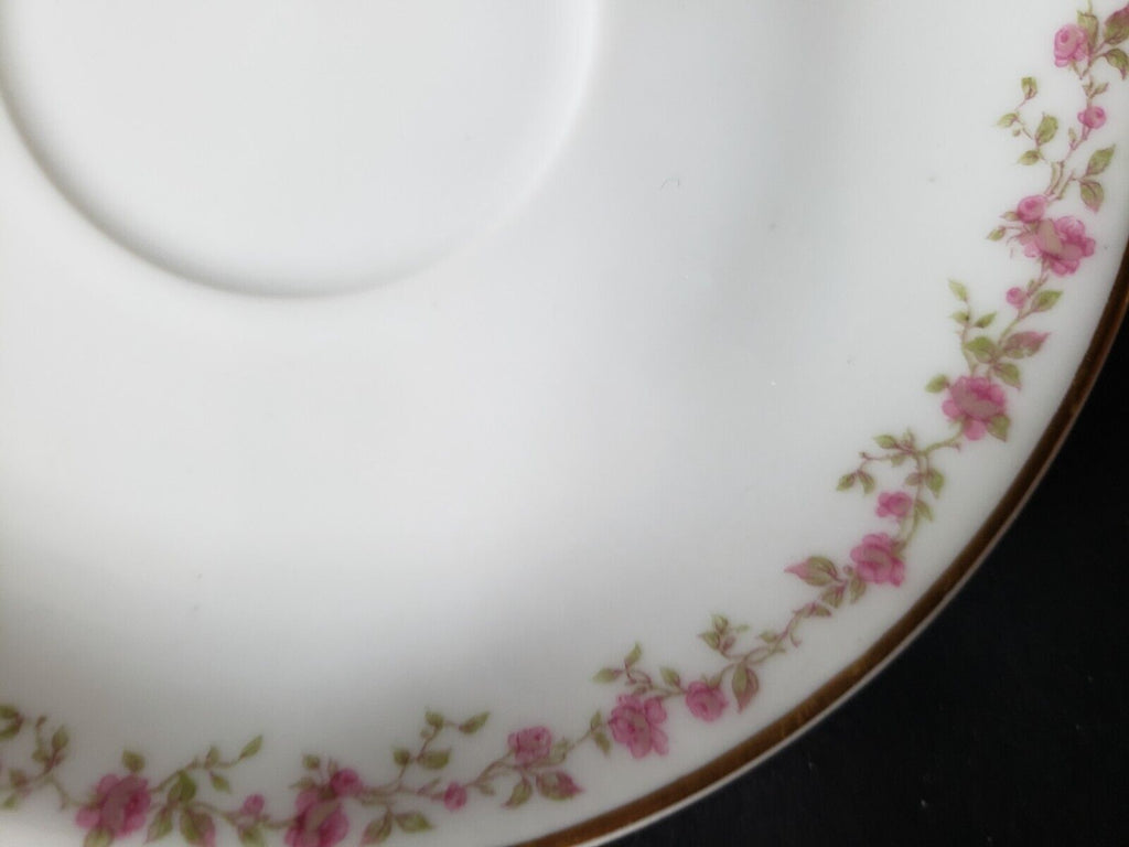 Haviland Limoges France 5-1/2" Saucer Gold Trim Pink Rose Garland (lot 571)