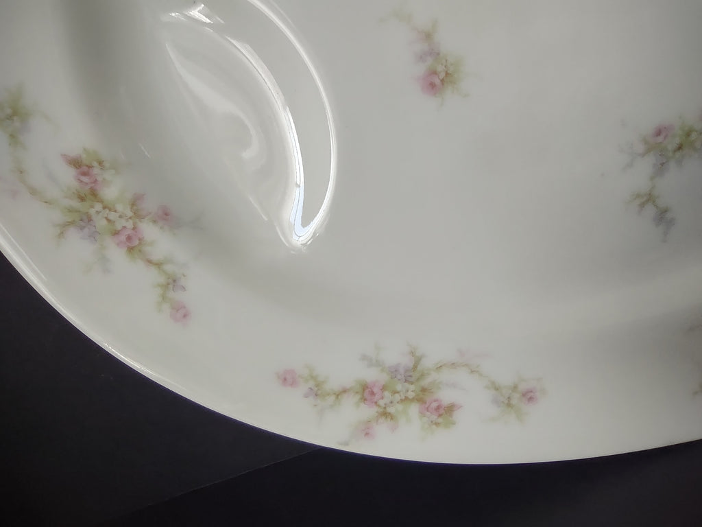 Haviland Limoges Serving Platter 15" Rose White Purple Flower Moss (lot 895)