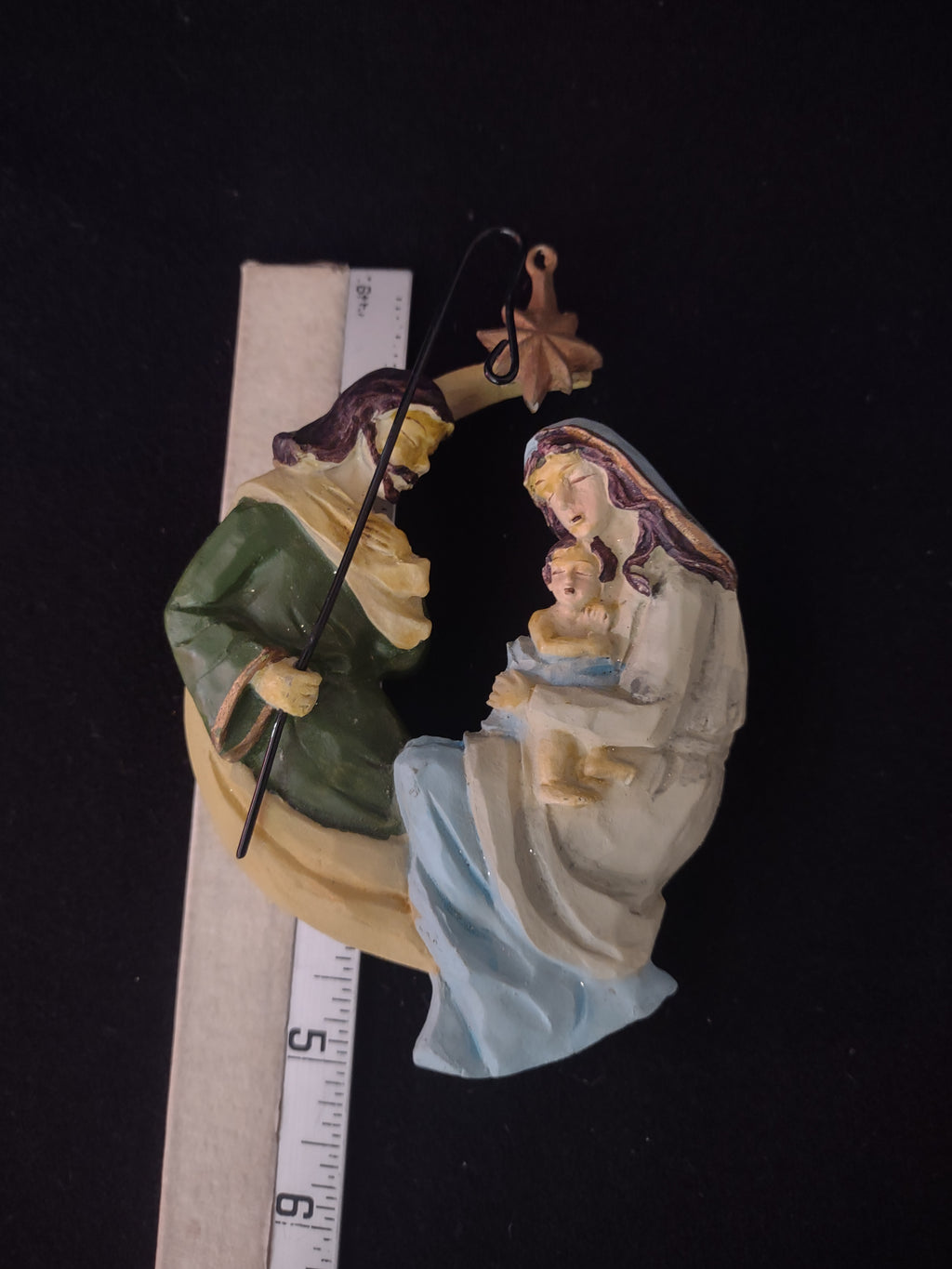 Holy Family Nativity Christmas Ornament Mary Joseph Baby Jesus Star (Lot 4561)