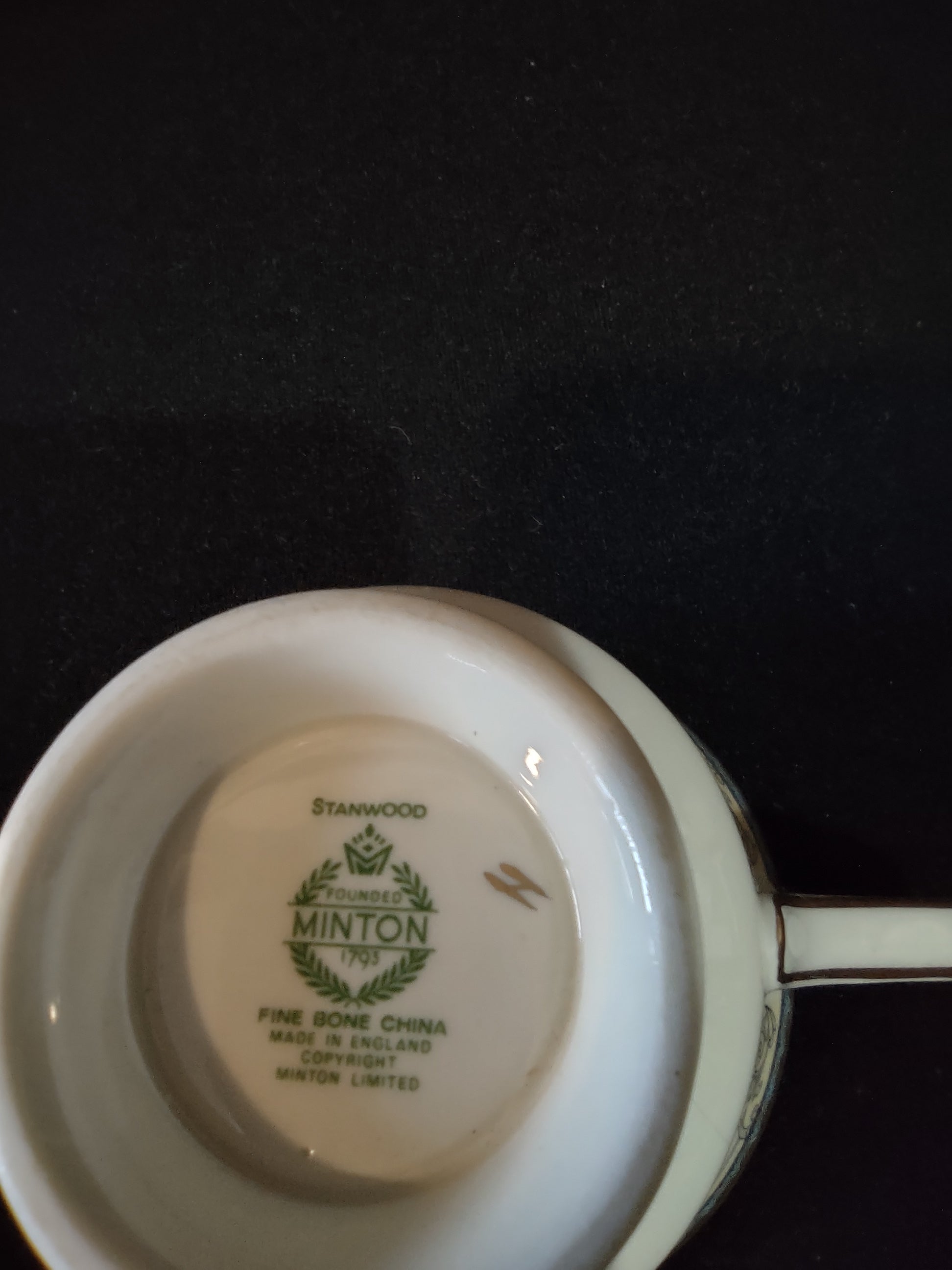 Vintage Minton Stanwood Teacup Saucer Bone China Blue Orange Green (Lot 5503)