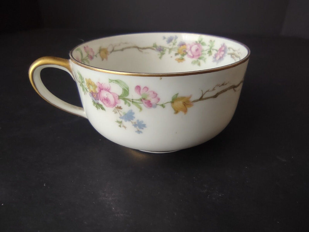 Vintage GDA Limoges Gold Trim Teacup ONLY Summer Flower Garland (lot 693)