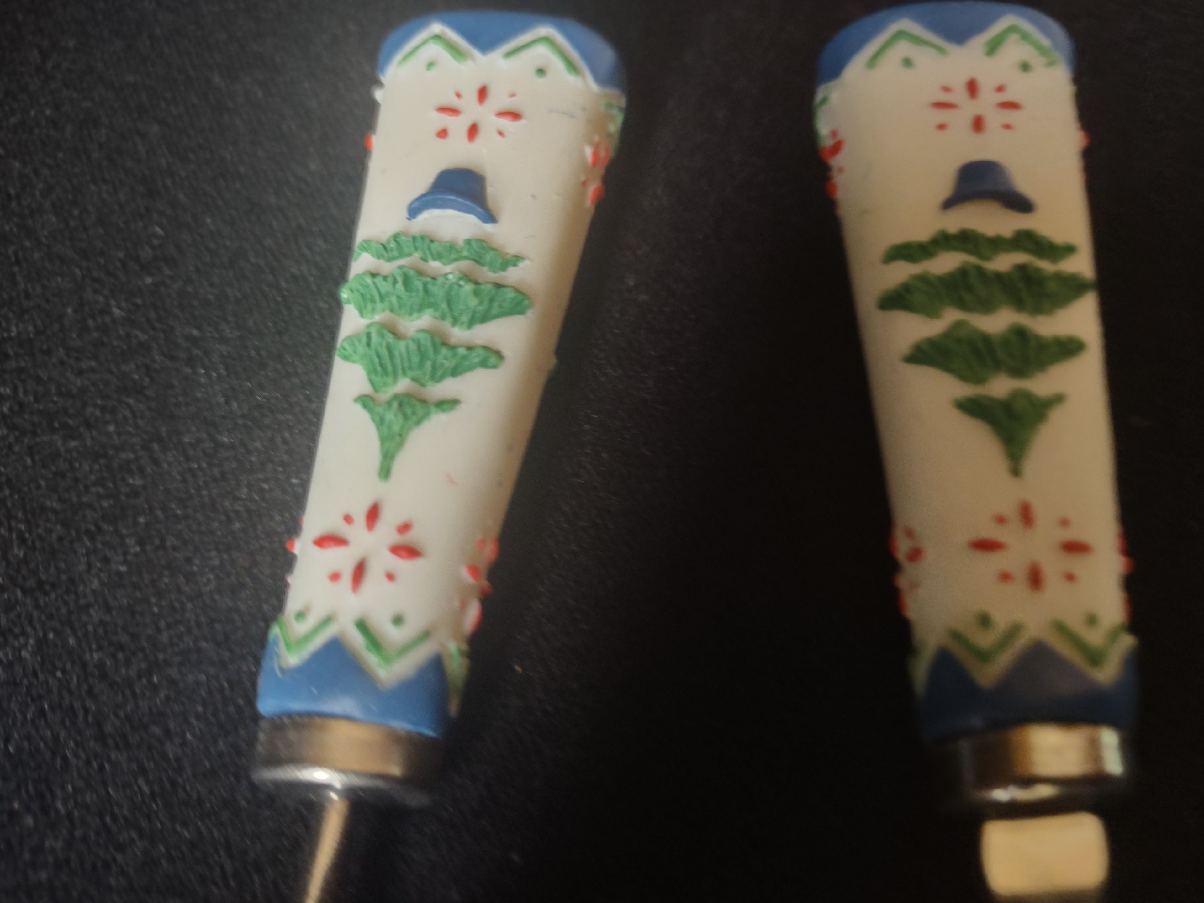 Christmas Tree Pfaltzgraff Spreader Knife Cocktail Fork Dip Spoon Set (lot 1594)